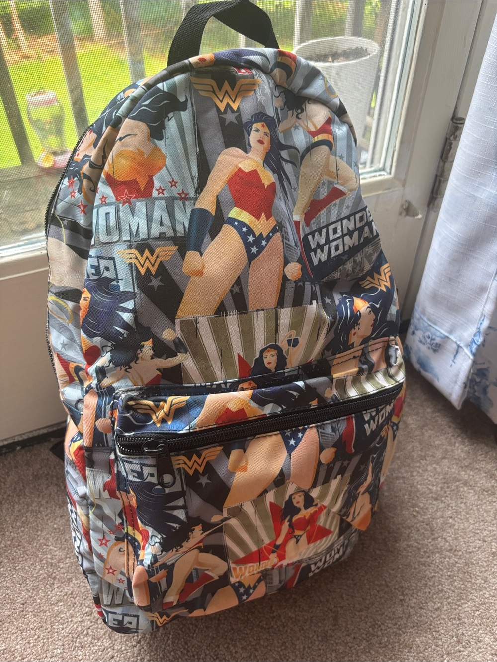 Wonder Woman Graphic Backpack for Women - Multi Red/Blue Print